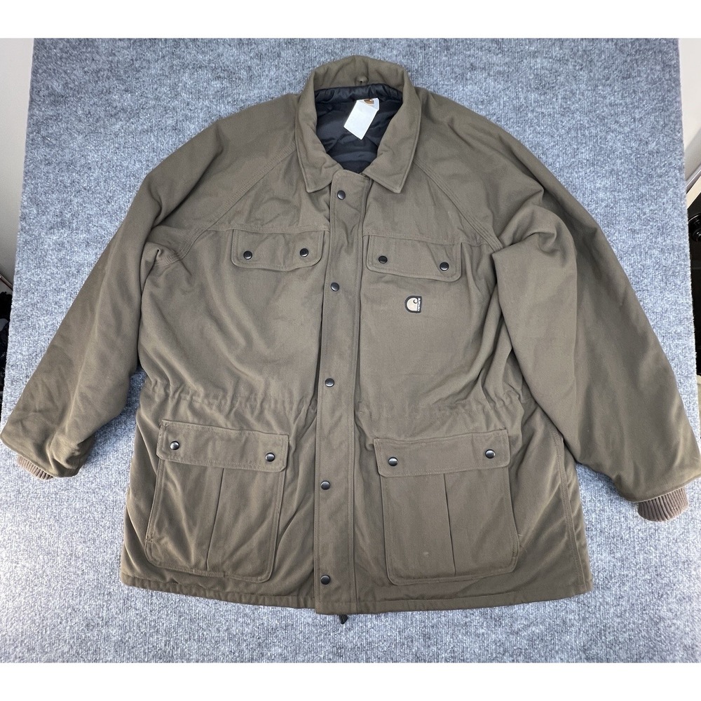 Vtg Carhartt C41 TMB T.A.C. 1000 Nylon Field Coat Arctic Quilt Lined Mens XXL L
